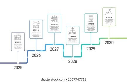 6th Anniversary timeline infographic template on the road to success. Business presentation, Poster, Banner and Strategy. Vector illustration.