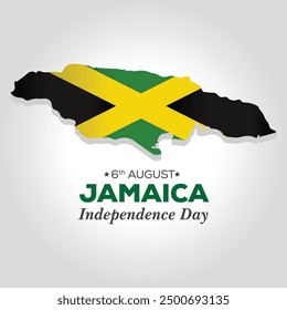 6th August Jamaica Independence Day, Realistic 3D Map of Jamaica Vector Design Template
