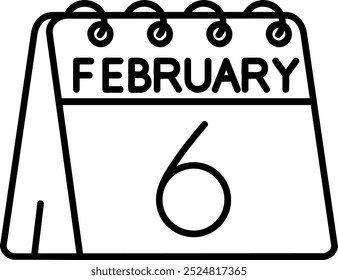6 de febrero Línea Vector Icon Design