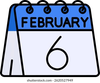 6 de febrero Línea Vector Icon Design