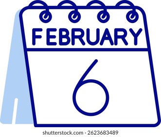6 de febrero Línea Vector Icon Design