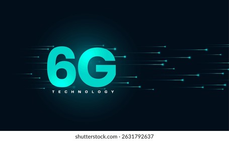 6th generation wireless network tech banner with circuit lines vector