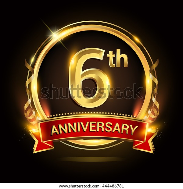 6th Golden Anniversary Logo Ring Red Stock Vector (Royalty Free) 444486781