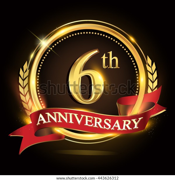 6th Golden Anniversary Logo Shiny Ring Stock Vector (Royalty Free ...