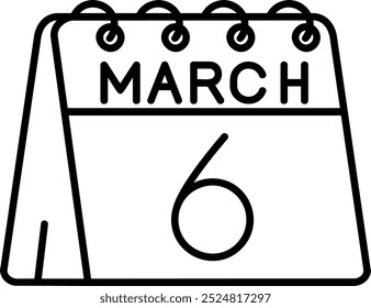 6th of March Line vector Icon Design