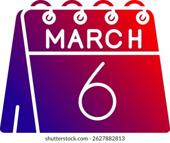 6 de marzo Línea Vector Icon Design