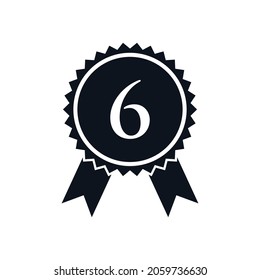 6th Place Winner Badge Logo Design Template. Best Seller Badge Sign Logo design On Letter 6