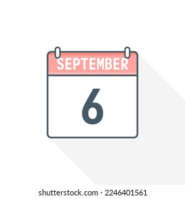 Das Kalendersymbol am 6. September. September 6 Kalendertag Monat Symbol Vektorgrafik-Illustrator