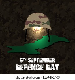 6th September. Happy Defence Day. Pakistani army hope texture pattern brushes on white background isolated editable vector design.