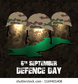 6th September. Happy Defence Day. Pakistani army hope texture pattern brushes on white background isolated editable vector design.