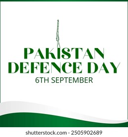 6th September. pakistan Defence Day. Typography. Vector Illustration.