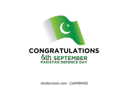 6th Septermber. Happy Defence Day. flag of Pakistan. Vector. 5K