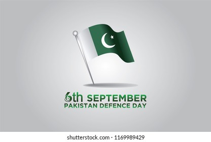 6th Septermber. Happy Defence Day. flag of Pakistan. Vector. 5K