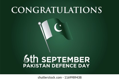 6th Septermber. Happy Defence Day. flag of Pakistan. Vector. 5K
