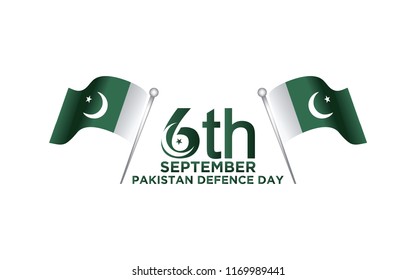 6th Septermber. Happy Defence Day. flag of Pakistan. Vector. 5K