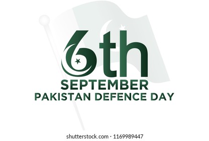 6th Septermber. Happy Defence Day. flag of Pakistan. Vector. 5K
