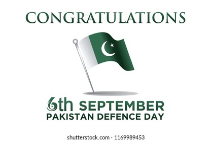 6th Septermber. Happy Defence Day. flag of Pakistan. Vector. 5K