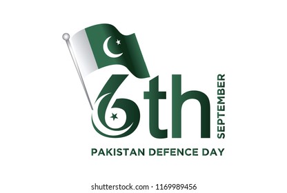 6th Septermber. Happy Defence Day. flag of Pakistan. Vector. 5K