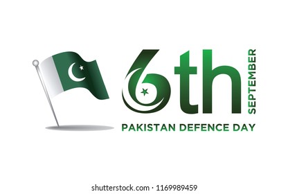 6th Septermber. Happy Defence Day. flag of Pakistan. Vector. 5K