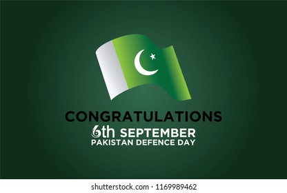 6th Septermber. Happy Defence Day. flag of Pakistan. Vector. 5K