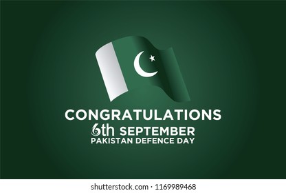 6th Septermber. Happy Defence Day. flag of Pakistan. Vector. 5K