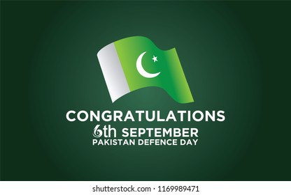 6th Septermber. Happy Defence Day. flag of Pakistan. Vector. 5K