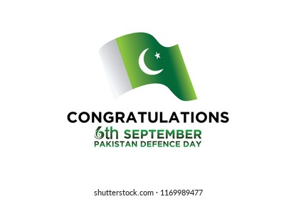 6th Septermber. Happy Defence Day. flag of Pakistan. Vector. 5K