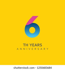 6th Year Anniversary Vector Template Design Illustration.