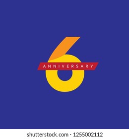 6th Year Anniversary Vector Template Design Illustration.