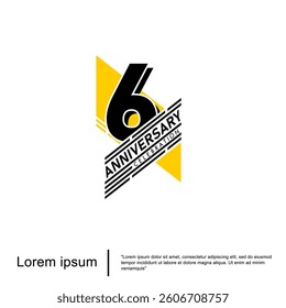 6th years anniversary celebration emblem. anniversary logo isolated with geometric badge on white background. vector illustration template design for web, flyers, poster, invitation or greeting card 