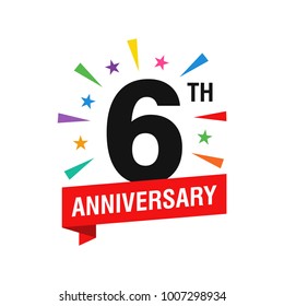 6th Years Anniversary Logo Design Vector. Modern Illustration