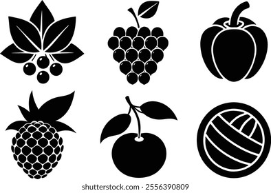 6-vector silhouette fruits icon set features a collection of fruit icons in a clean and minimalist style.