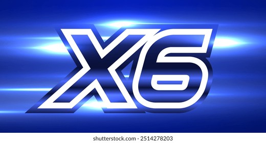 6x winner banner, promotion flyer, prize label. Speed lights. Vector illustration