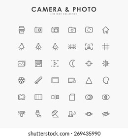 6x6 camera and photo line icons