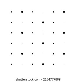 6x6 circles dots variation design. Dotted speckles, freckles. Circles grid and mesh