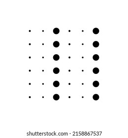 6x6 circles dots variation design. Dotted speckles, freckles. Circles grid and mesh. Vector illustration