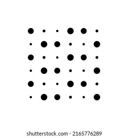 6x6 circles dots variation design. Dotted speckles, freckles. Circles grid and mesh. Vector illustration