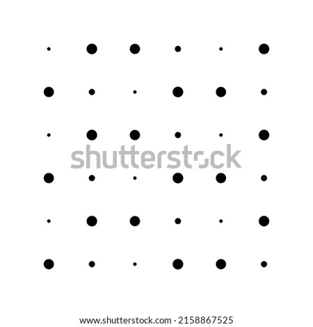 6x6 circles dots variation design. Dotted speckles, freckles. Circles grid and mesh
