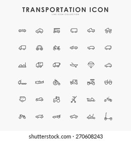 6x6 transportation minimal line icons