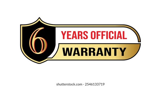 6-years warranty badge for Product packaging warranty sticker