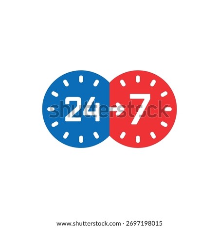 7 24 logo. 7 days, 24 hour service logo. 7-24 concept