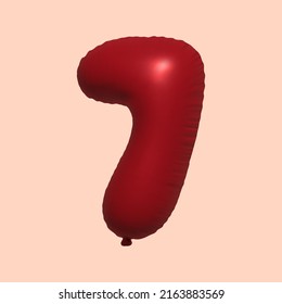 7 3d number balloon made of realistic metallic air balloon 3d rendering. 3D Red helium balloons for sale decoration Party Birthday, Celebrate anniversary, Wedding Holiday. Vector illustration