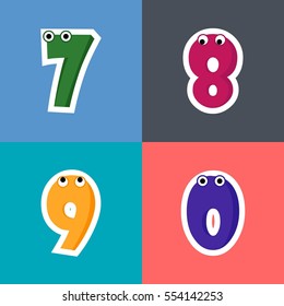 7, 8, 9, 0 Cartoon alphabets 