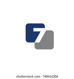 7 alphabet and number linked logo flat vector logo template