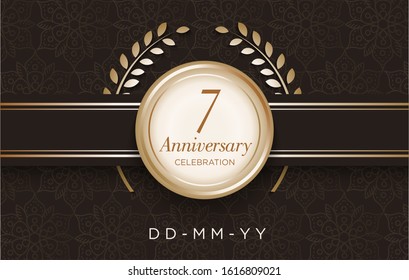 7 Anniversary celebration with luxury design on the pattern background.