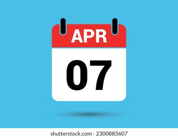 7 April Calendar Date Flat Icon Day 7 Vector Illustration