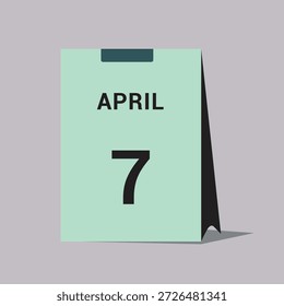 7 april calendar date icon minimal desk calendar vector illustration