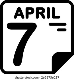 7 April Calendar Semi Solid minimalist Icon
