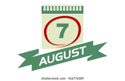7  August Calendar with Ribbon