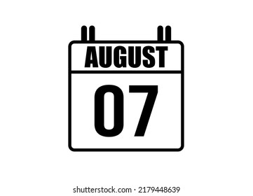 Calendario del 7 de agosto. Simple página de calendario para el mes de agosto. Vector negro sobre fondo blanco.